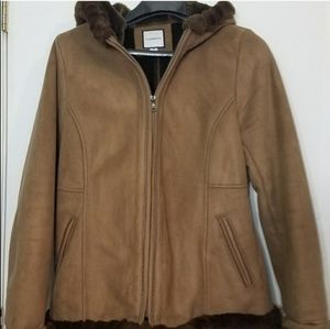 Croft & Barrow Fur Lined Tan Coat M